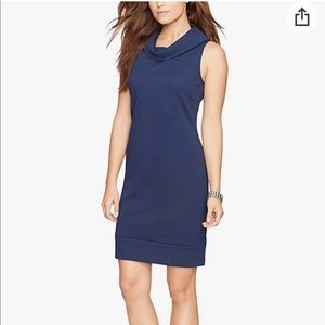 NWT Navy Textured Cowl Neck Dress Sz8